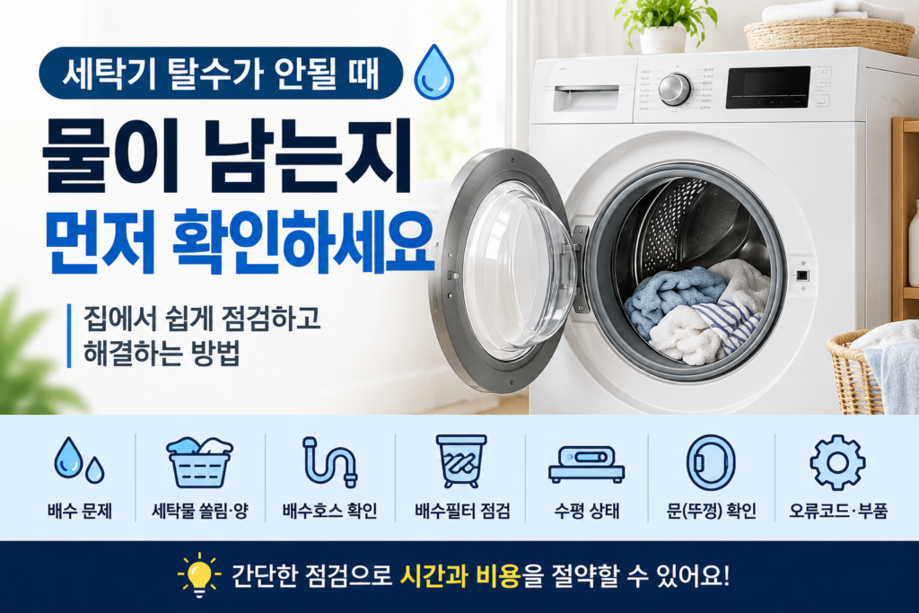세탁기 탈수가 안될 때 | 물이 남는지 먼저 확인하세요 1 세탁기 탈수가 안될 때 물이 남는지 확인하는 방법