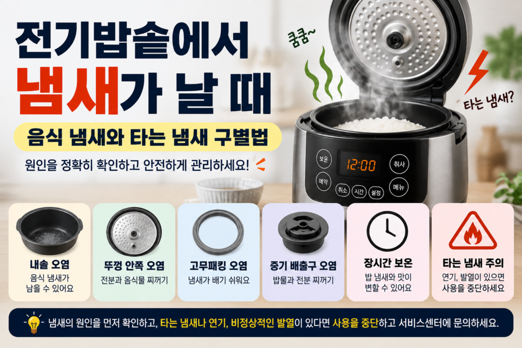 전기밥솥에서 냄새가 날 때 | 음식 냄새와 타는 냄새 구별법 1 전기밥솥에서 냄새가 날 때 음식 냄새와 타는 냄새 구별법