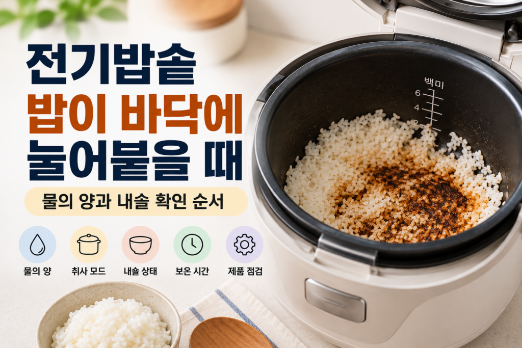 전기밥솥 밥이 바닥에 눌어붙을 때 | 물의 양과 내솥 확인 순서 1 전기밥솥 밥이 바닥에 눌어붙을 때 | 물의 양과 내솥 확인 순서